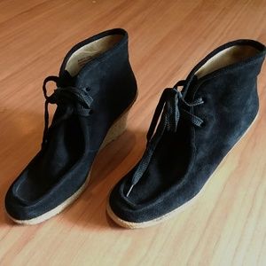 Michael Kors Black Leather Wedge Booties Size 7M